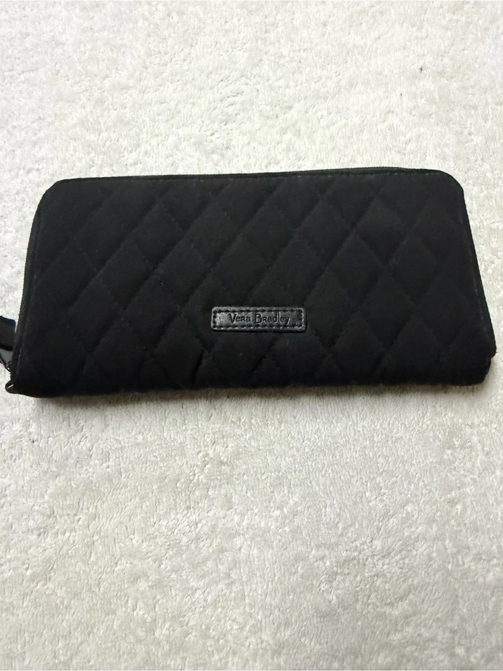 Vera Bradley Black Quilted Continental Zip Wallet Organizer